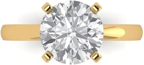 3 Carat Brilliant Round Cut Clear Zircon 14K Yellow Gold Solitaire Bridal Wedding Everlasting Promise Ring Dainty Band in Saudi Arabia