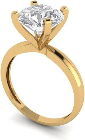 3 Carat Brilliant Round Cut Clear Zircon 14K Yellow Gold Solitaire Bridal Wedding Everlasting Promise Ring Dainty Band in Saudi Arabia