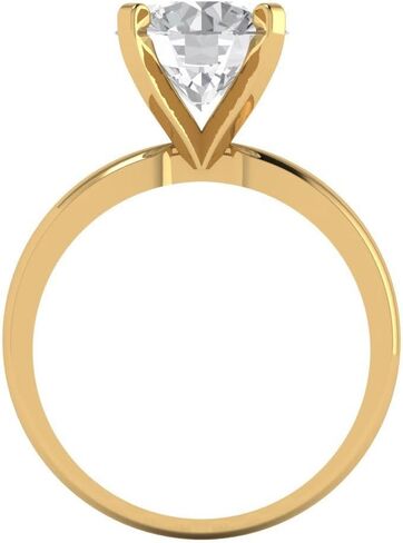 3 Carat Brilliant Round Cut Clear Zircon 14K Yellow Gold Solitaire Bridal Wedding Everlasting Promise Ring Dainty Band in Saudi Arabia
