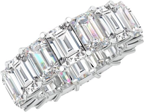 1.5 to 5.5 Carat Emerald 14K White Gold LAB GROWN Gemstone and LAB GROWN Diamond Wedding Band (1ct Center, AAAA Heirloom Quality) in Saudi Arabia