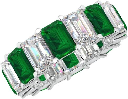 1.5 to 5.5 Carat Emerald 14K White Gold LAB GROWN Gemstone and LAB GROWN Diamond Wedding Band (1ct Center, AAAA Heirloom Quality) in Saudi Arabia