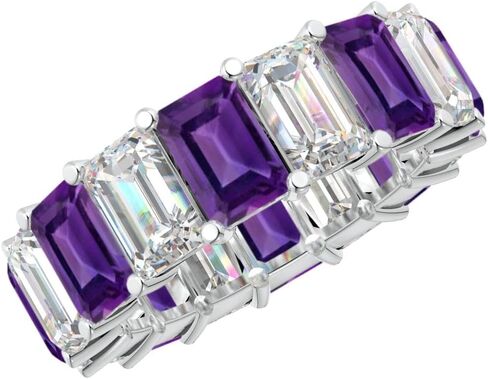 1.5 to 5.5 Carat Emerald 14K White Gold LAB GROWN Gemstone and LAB GROWN Diamond Wedding Band (1ct Center, AAAA Heirloom Quality) in Saudi Arabia