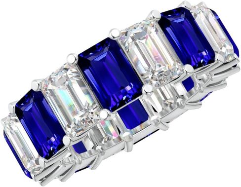 1.5 to 5.5 Carat Emerald 14K White Gold LAB GROWN Gemstone and LAB GROWN Diamond Wedding Band (1ct Center, AAAA Heirloom Quality) in Saudi Arabia