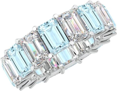 1.5 to 5.5 Carat Emerald 14K White Gold LAB GROWN Gemstone and LAB GROWN Diamond Wedding Band (1ct Center, AAAA Heirloom Quality) in Saudi Arabia