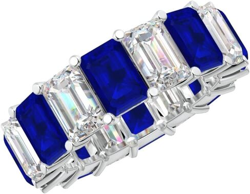 1.5 to 5.5 Carat Emerald 14K White Gold LAB GROWN Gemstone and LAB GROWN Diamond Wedding Band (1ct Center, AAAA Heirloom Quality) in Saudi Arabia