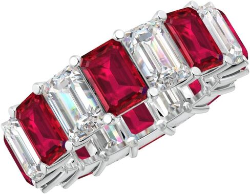 1.5 to 5.5 Carat Emerald 14K White Gold LAB GROWN Gemstone and LAB GROWN Diamond Wedding Band (1ct Center, AAAA Heirloom Quality) in Saudi Arabia