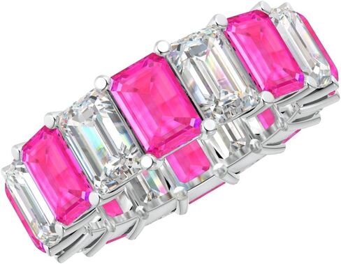 1.5 to 5.5 Carat Emerald 14K White Gold LAB GROWN Gemstone and LAB GROWN Diamond Wedding Band (1ct Center, AAAA Heirloom Quality) in Saudi Arabia