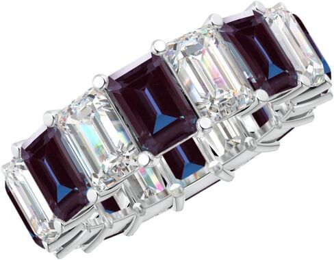 1.5 to 5.5 Carat Emerald 14K White Gold LAB GROWN Gemstone and LAB GROWN Diamond Wedding Band (1ct Center, AAAA Heirloom Quality) in Saudi Arabia