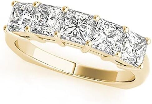 1-5 Carat (ctw) 14K White Gold Round LAB GROWN Diamond Ladies Ladies 5 Five Stone Wedding Anniversary Stackable Ring Band Luxury Collection (D-E Color VS1-VS2 Clarity) in Saudi Arabia