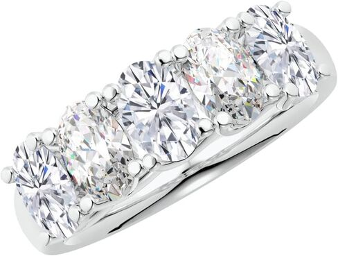 1-5 Carat (ctw) 14K White Gold Round LAB GROWN Diamond Ladies Ladies 5 Five Stone Wedding Anniversary Stackable Ring Band Luxury Collection (D-E Color VS1-VS2 Clarity) in Saudi Arabia