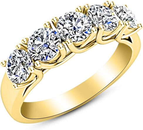1-5 Carat (ctw) 14K White Gold Round LAB GROWN Diamond Ladies Ladies 5 Five Stone Wedding Anniversary Stackable Ring Band Luxury Collection (D-E Color VS1-VS2 Clarity) in Saudi Arabia