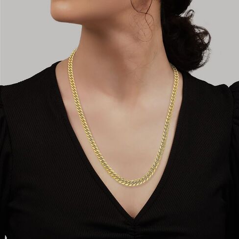 Diamond2Deal 14k الذهب الأصفر 0 مم ميامي الكوبية سلسلة قلادة جراد البحر 26in in Kuwait