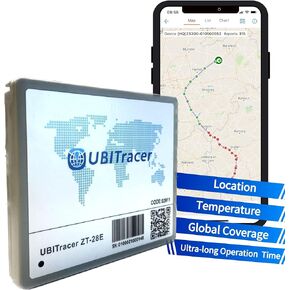 UBITracer Multi-Sensor GPS: Track Location + Monitor Temperature. Up to 5-Year Battery Life, Industrial Grade, Global Data. for Vehicle, Trailer, Equipment, Cold Chain, Pallet. Subscription Required.