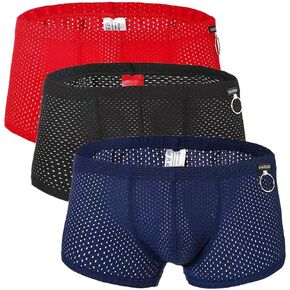Naturemore Men's Sexy Mesh Underwear Boxer Shorts Low Waist See-Through Sheer Swim Trunks Swimwear