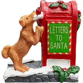 Christmas Village Accessories Letter to Santa Mailbox Village Set Cute Puppy Collection Resin Statues for Vacations Home Christmas Decorations