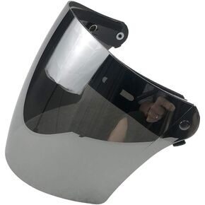 WANCAR Motorcycle Retro Flip Up Visor Wind Face Shield Lens Universal For Standard 3-Snap Button Open Face Helmets(Light Smoke)