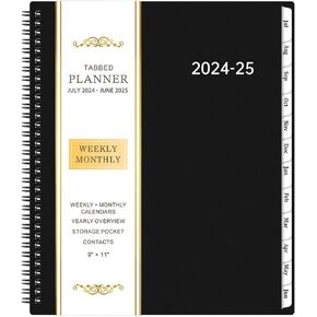 2024-2025 Planner - JULY 2024 - JUNE 2025, Academic Planner 2024-2025, Weekly and Monthly Planner with Tabs, 9" x 11", Strong Twin-Wire Binding, Round Corner, Improving Your Time Management Skill