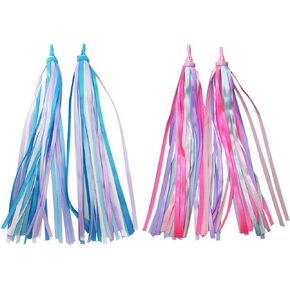 Setaria Viridis 2 Pack Kid Bicycle Scooter Front Handlebar Tassel Ribbon Scooter Bike Handlebar Streamer Bicycle Grips Tassel Decoration for Boys and Girls Children's Bike Accessories