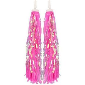 ASTRQLE Bike Scooter Handlebar Streamers Pom-pom Pair - Baby Carrier Accessories Childrens Kids Bicycle Grips Sparkle Tassel Assorted Colour Ribbons (Pink)
