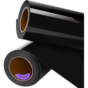 RENLITONG Red and Black Heat Transfer Vinyl Rolls -2 Rolls 12"x12ft HTV Iron on Vinyl for Shirts,HTV Vinyl for All Cutter Machine - Easy to Cut & Weed for Heat Vinyl Design（Red and Black, 24ft） in Kuwait