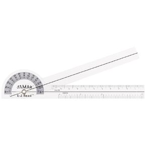 Jamar EZ Read 12.5" (32cm) Goniometer, Easy to Read Manual Range of Motion Measure Tool, Accurate Angle Measuring Device, Transparent Protractor Instrument, Inch & Centimeter Linear Measurement