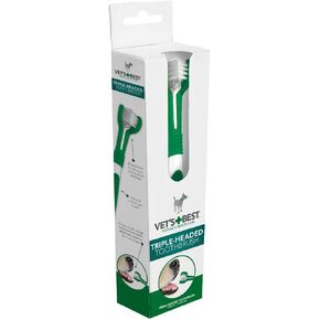 Vets Best Triple Headed Toothbrush for Dogs - Teeth Cleaning and Fresh Breath