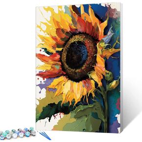 Aihonmin Beautiful Blossom Floral Paint by Number for Adult and Kids Beginner,Pink Petal Canvas Oil Painting Kit Digital Painting，Vintage Watercolor Living Room Decoration，（Without Frame）