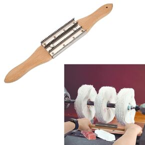 Sumnacon Polishing Wheel Rake, Buffing Rake with Wooden Handle and Stainless Steel Rake, Buffing Wheel Rake for Polishing & Compound Cleaning