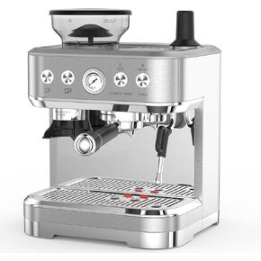 Takywep Professional Espresso Machine with Built-In Grinder and Milk Frother, 15 Bar Cappuccino and Latte Maker, Gift for Coffee Enthusiasts, Mom, Dad