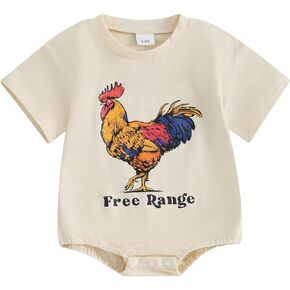 Dewadbow Baby Boy Girl Summer Clothes Free Range Romper Bodysuit Short Sleeve Funny Chicken Lover Gift Infant Bodysuits