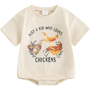 Dewadbow Baby Boy Girl Summer Clothes Free Range Romper Bodysuit Short Sleeve Funny Chicken Lover Gift Infant Bodysuits