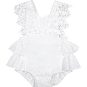 ملابس تاجيوم للفتيات الصغيرات بلون سادة بدون أكمام من الدانتيل من قطعة واحدة فستان صيفي للرضع in Kuwait