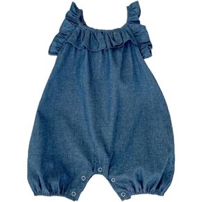 HOOLCHEAN Baby Girls' Summer Cotton One Piece Infant Breathable Denim Camisole Romper