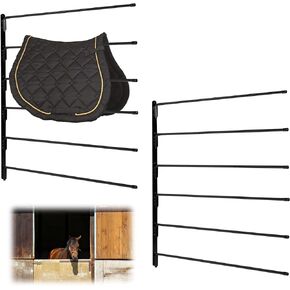 lesolar 2 PCS Saddle Pad Rack Stand- Horse Blanket Rack Wall Mount with 6 Heavy Duty 180 Degree Swing-Out Swinging Bars, Blanket Rack, Suitable for Horse Farms and Tack Rooms