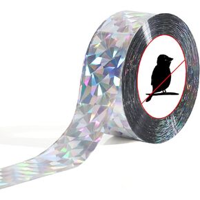 328ft Bird Reflective Scare Tape, Bird Scare Flash Tape Bird Tape Double Sided Reflective Holographic Tape Keep Away Woodpeckers, Pigeons, Grackles from Home, Garden