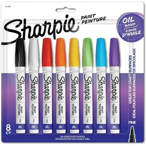 Sharpie Oil-Based Paint Markers Fine Point Assorted Colors 8 Pack