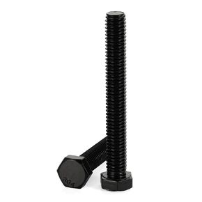 3/8-16 x 4-1/2“ Hex Head Bolts, Fully Threaded, Stainless Steel 304(18-8) Bolt, Black Oxide Finish, Quantity 5