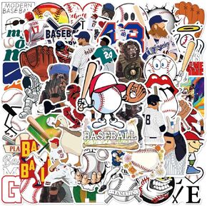 Baseball Sport Stickers, 50pcs Baseball Waterproof Vinyl Decal for Teen Adult Kids Laptop, Skateboard, Water Bottle, Guitar, Phone, Luggage (Baseball)