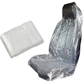 HappyBeeYo 100PCS Universal Car Disposable Plastic Seat Cover 3.2 Pounds,Mechanic Valet Clear Protective Films Waterproof Oil-Proof Dust-Proof 59"x 31.5"