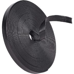 GORGECRAFT 11 Yards Double Sided Fold Over Leather Strip Straps 0.4 Inch/10mm Wide Flat Cord DIY Leather Strap String for Making Bag Strap Crafts Leather Belt Furniture Handles(Black)