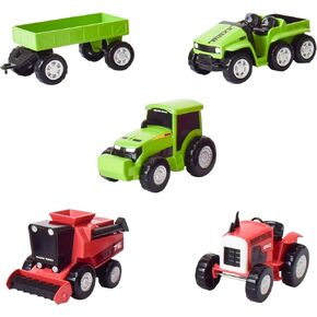 Maxx Action Farm Construction 5pk Toy Truck Set, Includes Wagon, 6x6, Modern Tractor, Combine and Vintage Tractor Vehicles with Moving Parts, Ages 3+ - Sunny Days Entertainment