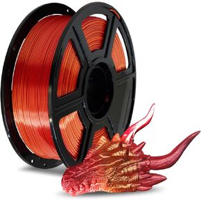 FLASHFORGE Silk PLA Filament 1.75mm +/- 0.02mm, Gold to Red Gradient, Smooth Color-Changing 3D Printing Filament 1kg (2.2lbs) Spool, Fits for Most FDM 3D Printers