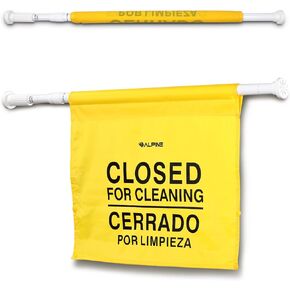 Alpine Restroom Closed for Cleaning Sign, Commercial Door Barricade Sign, English & Spanish Bathroom Sign, Yellow Safety Hanging Sign for Cleaning In Progress Restroom