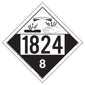 1824 Placard, Class 8 Corrosive 25-pk. - 10.75" x 10.75" Removable Self Adhesive Vinyl - J. J. Keller & Associates - Complies with DOT Hazmat Placard Requirements