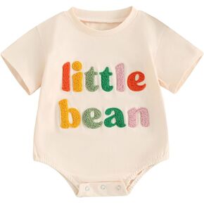 FIOMVA Newborn Baby Girl Summer Clothes Short Sleeve Letter T Shirt Onesie Bubble Romper Bodysuit Jumpsuit Summer Outfit