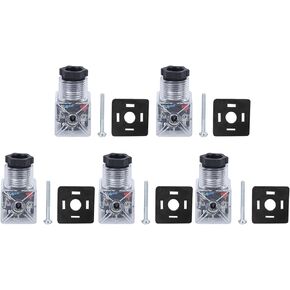 Chazcool Hydraulic Solenoid Coil Plug, Solenoid Valve Coil,Transparent Voltage Universal Accessories with Light without Wire DC24 5Pcs