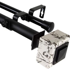 Rod Desyne 1" Will Double Curtain Rod, 66-120 inch, Black
