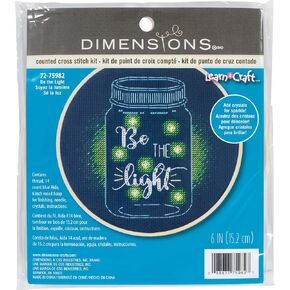 Dimensions 72-75982 Be The Light Counted Cross Stitch Kit for Beginners, 14 Cnt. Navy Aida, 6" Diameter