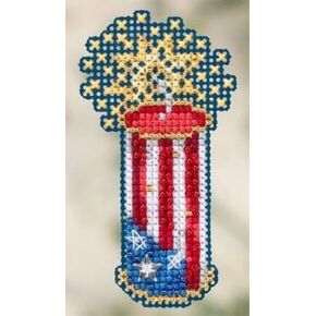 Firecracker Beaded Counted Cross Stitch Patriotic Ornament Kit Mill Hill 2012 Spring Bouquet MH18-2106