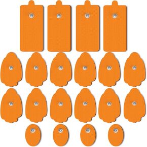 AVCOO TENS Unit Replacement Pads 20 Pack in 3 Sizes, Reusable Electrode Pads with American Gel for 50 Times Safe Use, Snap TENS Pads Fit TENS EMS Muscle Stimulators Using 3.5mm Button Lead Wires
